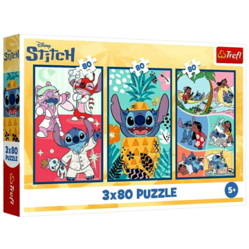 Trefl, 3 x 80 darabos puzzle, Disney, Stitch világa,
