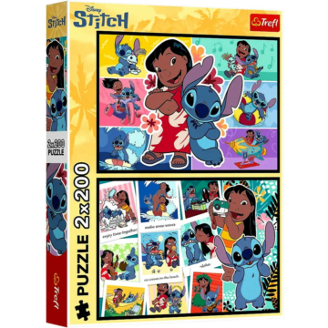 Trefl 2 x 200 darabos Disney, Stitch Boldog Élete csomag