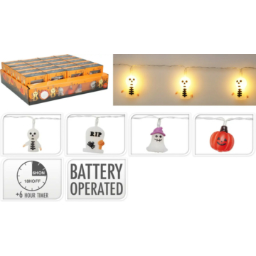 Halloween LED-es gyertyafüzér, többféle