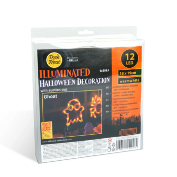 Halloween-i világító dekoráció - szellem - tapadókorongos - 12 LED 