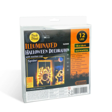 Halloween-i világító dekoráció - pók - tapadókorongos - 12 LED 