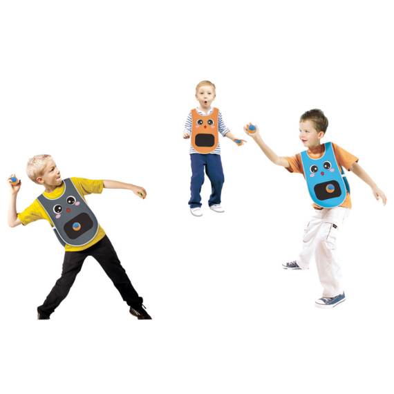 Kidobós játék 3 mellénnyel és 6 labdával