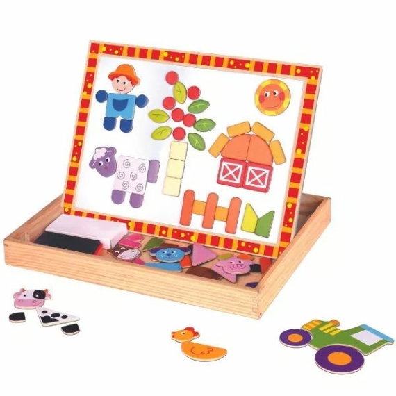 Tooky Toy: 2 az 1-ben mágneses puzzle és tábla - Farm