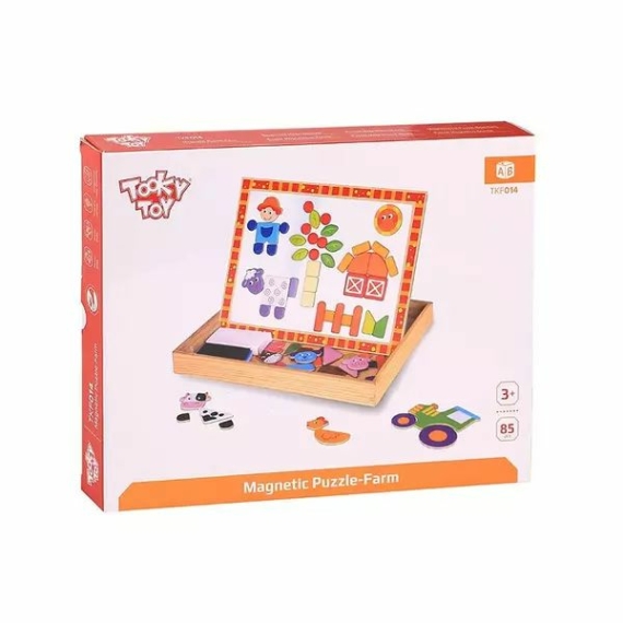 Tooky Toy: 2 az 1-ben mágneses puzzle és tábla - Farm