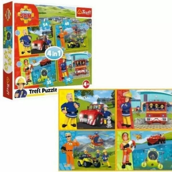 Trefl: Sam, a bátor tűzoltó 4 az 1-ben puzzle - 35, 48, 54, 70 darabos