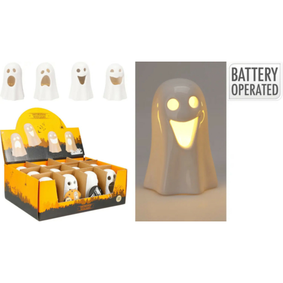 Halloween szellem ledes 10 cm 4 féle