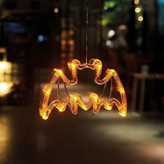 Halloween-i világító dekoráció - denevér - tapadókorongos - 12 LED 