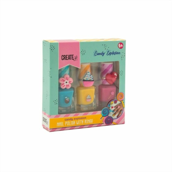 Canenco Create It! Candy körömlakkok gyűrűvel - 3 db