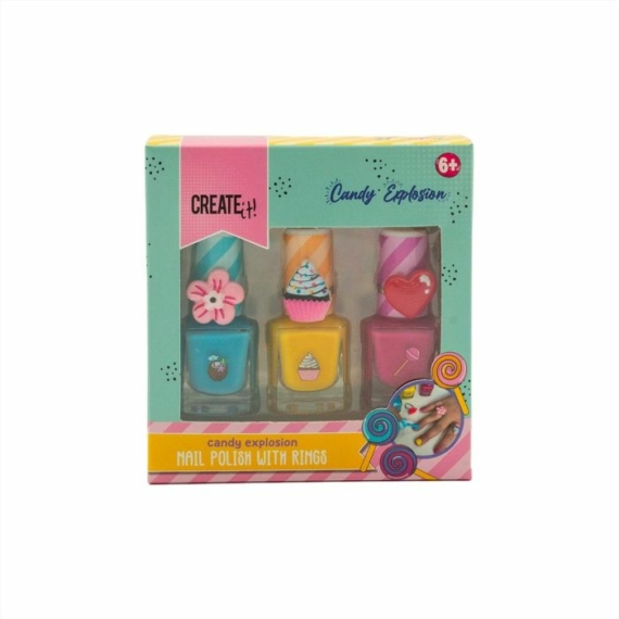 Canenco Create It! Candy körömlakkok gyűrűvel - 3 db