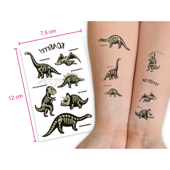 Világító Dinoszauruszok Matrica Tetoválás